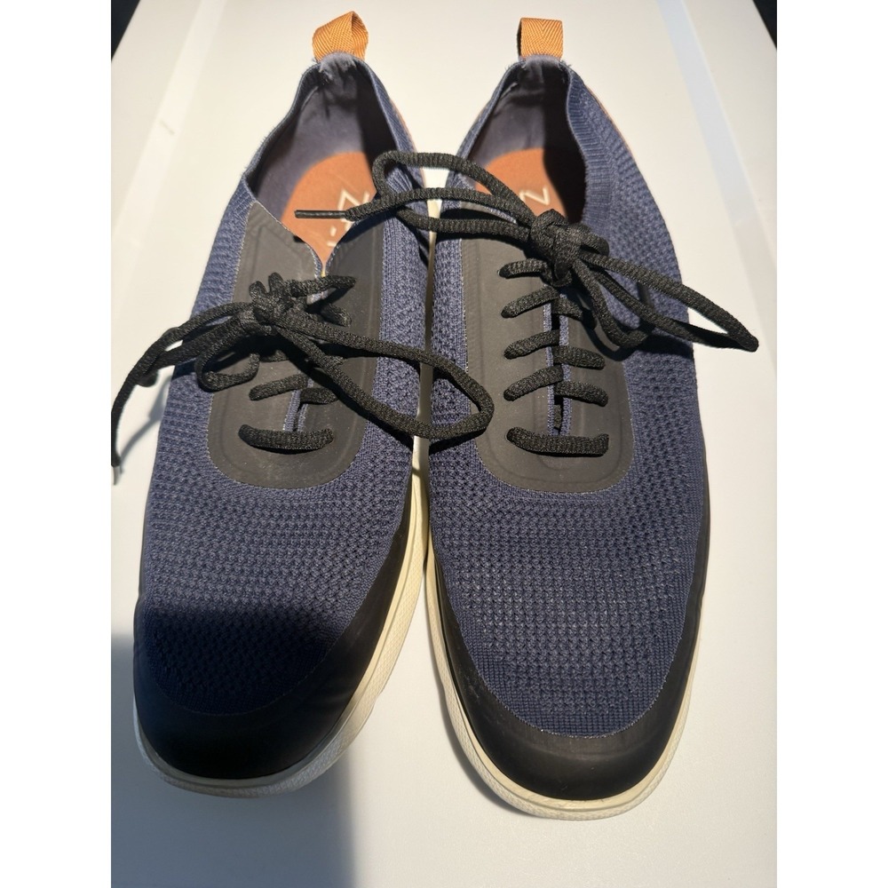 Cole Haan Zerogrand Sneakers Mens 11.5 Navy Blue Tan Knit Stitchlite Oxfords